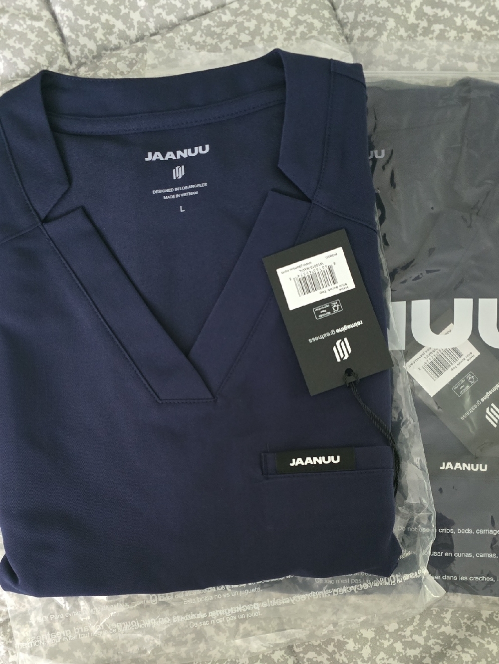 Jaanuu Dark Navy V-Neck Medical Scrub Top
